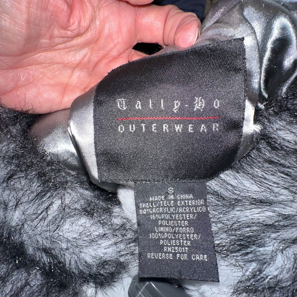 Tally Ho Outerwear Women's Gray Fleece Hooded‎ Jacket Snowflake Tree Print S - Picture 5 of 8